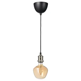IKEA JÄLLBY ЄЛЛЬБЮ / MOLNART МОЛЬНАРТ, підвісний світильник із лампою, нікельоване / бронзове прозоре скло у формі дзвону 594.912.61 фото