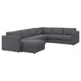 IKEA VIMLE ВИМЛЕ, 5-местный угловой диван, с шезлонгом / Gunnared средний серый 393.995.84 фото