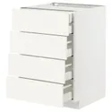 IKEA METOD МЕТОД / MAXIMERA МАКСИМЕРА, напольный шкаф 4фасада / 2нзк / 3срд ящ, белый / Вальстена белый, 60x60 см 095.071.65 фото thumb №1