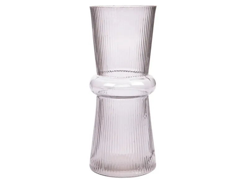 BRW Plisa, стеклянная ваза серая 078352 фото №1