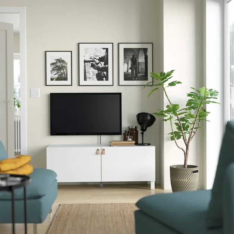 IKEA BESTÅ БЕСТО, тумба для телевізора з дверцятами, білий / ЛАППВІКЕН / СТУББ білий, 120x42x48 см 294.194.36 фото №3