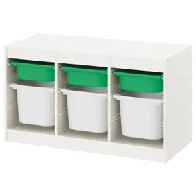 IKEA TROFAST ТРУФАСТ, комбінація для зберіган +контейнери, білий зелений/білий, 99x44x56 см 193.355.31 фото