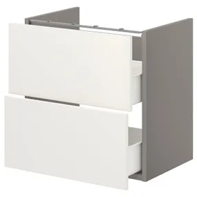 IKEA ENHET ЕНХЕТ, підлогова шафа під раковин з 2 шухл, сірий/білий, 60x42x60 см 093.210.68 фото