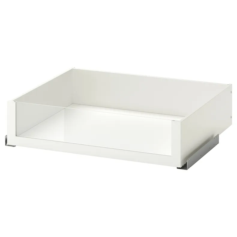 IKEA KOMPLEMENT КОМПЛЕМЕНТ, шухляда, скляна фронтальна панель, білий, 75x58 см 102.466.95 фото №1