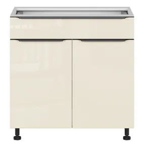 BRW Двухдверный кухонный шкаф Sole L6 80 см с выдвижным ящиком магнолия жемчуг, альпийский белый/жемчуг магнолии FM_D1S_80/82_L/P/STB-BAL/MAPE фото