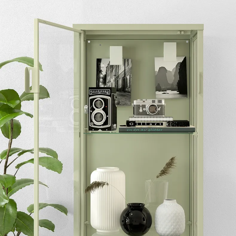 IKEA RUDSTA РУДСТА, шафа зі скляними дверцятами, світло-зелений, 42x37x155 см 005.327.20 фото №3