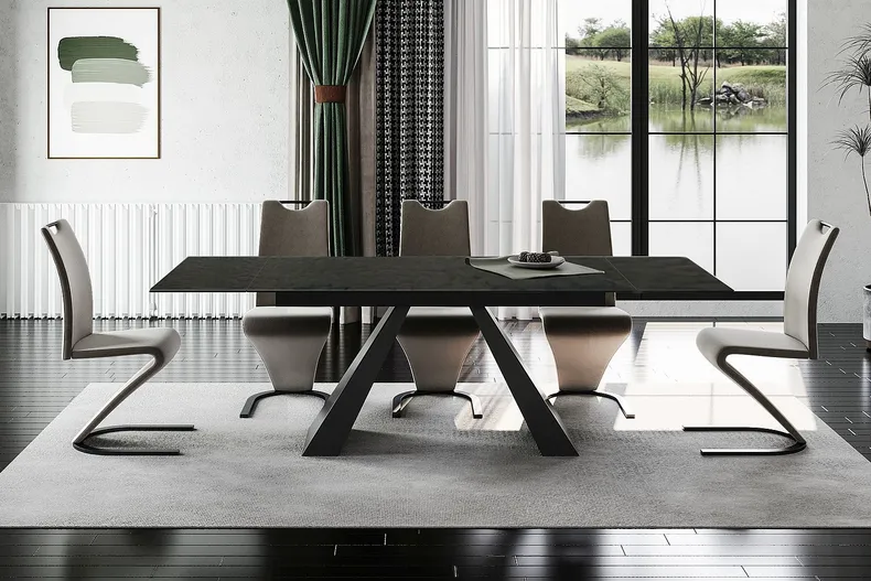 Стол обеденный SIGNAL SALVADORE MELTED GLASS матовый черный, 90x160 фото №8
