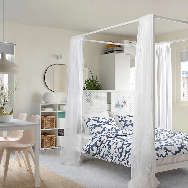IKEA VITARNA ВІТАРНА, каркас ліжка із балдахіном, білий ЛУРОЙ/СКОДІС білий, 140x200 см 895.563.26 фото №3
