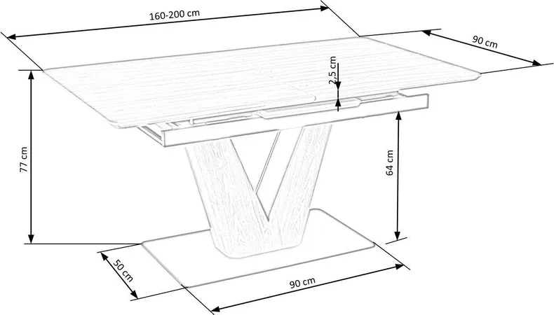 Обідній стіл розкладний HALMAR UMBERTO 160-200x90 см, стільниця - натуральний дуб, ніжка - натуральний дуб/чорний фото №11