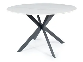 Стол обеденный SIGNAL TALIA, белый мрамор / черный матовый, 120x120 фото