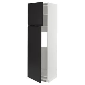 IKEA METOD МЕТОД, высокий шкаф д / холодильника / 2дверцы, белый / Уплов матовый антрацит, 60x60x200 см 894.928.29 фото