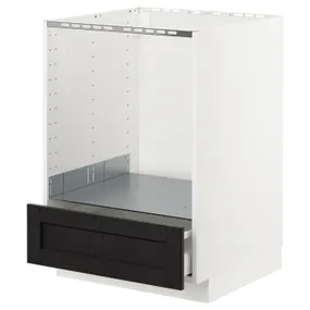 IKEA METOD МЕТОД / MAXIMERA МАКСИМЕРА, напольный шкаф д / духовки, с ящиком, белый / Лерхиттан с черными пятнами, 60x60 см 392.572.40 фото