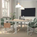 IKEA LÅNGFJÄLL ЛОНГФЬЕЛЛЬ, рабочий стул с подлокотниками, Окрашенный в зеленый / серый / белый цвет 995.068.16 фото thumb №2