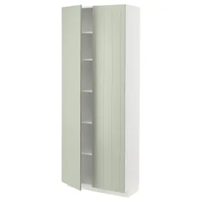IKEA METOD МЕТОД, высокий шкаф с полками, белый / светло-зеленый, 80x37x200 см 494.874.67 фото