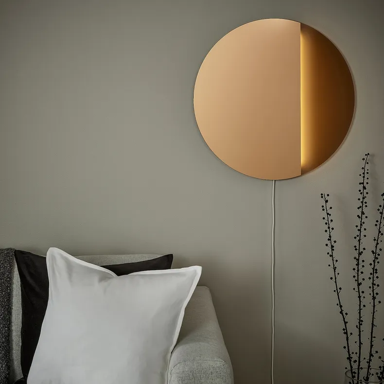 IKEA VARMBLIXT ВЭРМБЛИКСТ, светодиод светильник н / стену / зеркал, может быть затемненным / коричневым круглым 105.315.41 фото №5