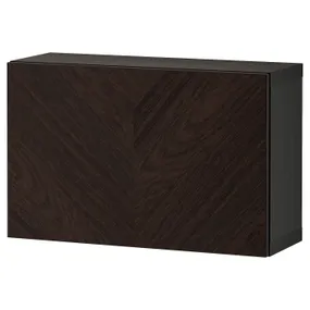IKEA BESTÅ БЕСТО, комбинация настенных шкафов, Hedeviken черный / коричневый / темно-коричневый, окрашенный шпоном дуба, 60x22x38 см 394.292.51 фото