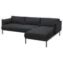 IKEA ÄPPLARYD ЕППЛАРЮД, 3-місний диван із кушеткою, ГУННАРЕД чорний/сірий 195.281.67 фото thumb №1
