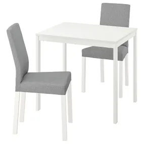 IKEA VANGSTA ВАНГСТА / KÄTTIL КЕТТІЛЬ, стіл+2 стільці, білий/КНІСА світло-сірий, 80/120 см 894.287.58 фото