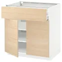IKEA METOD МЕТОД / MAXIMERA МАКСИМЕРА, напольный шкаф с ящиком / 2дверцами, белый / аскерсундский узор светлый ясень, 80x60 см 094.552.89 фото thumb №1