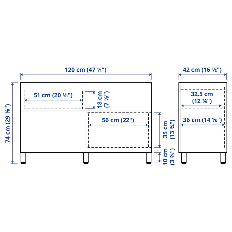 IKEA BESTÅ БЕСТО, комбінація д / зберіг із дверц / шухл, темно-сірий / ЛАППВІКЕН / СТУББ темно-сірий, 120x42x74 см 995.080.52 фото №5