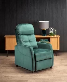 Крісло реклайнер м'яке розкладне HALMAR FELIPE 2, темно-зелений фото