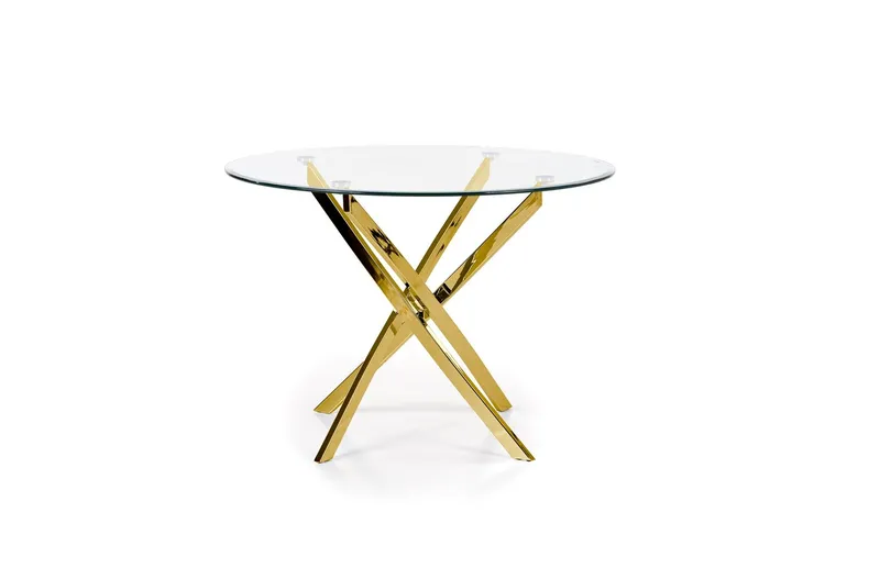 Кухонний стіл HALMAR RAYMOND, 100x100 см стільниця - прозора, ніжки - золото фото №1