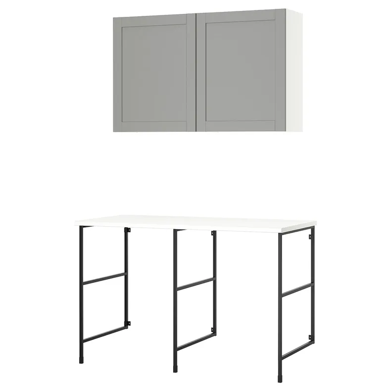 IKEA ENHET ЕНХЕТ, шафа, антрацитовий / сірий каркас, 139x63.5x90.5 см 395.480.32 фото №1