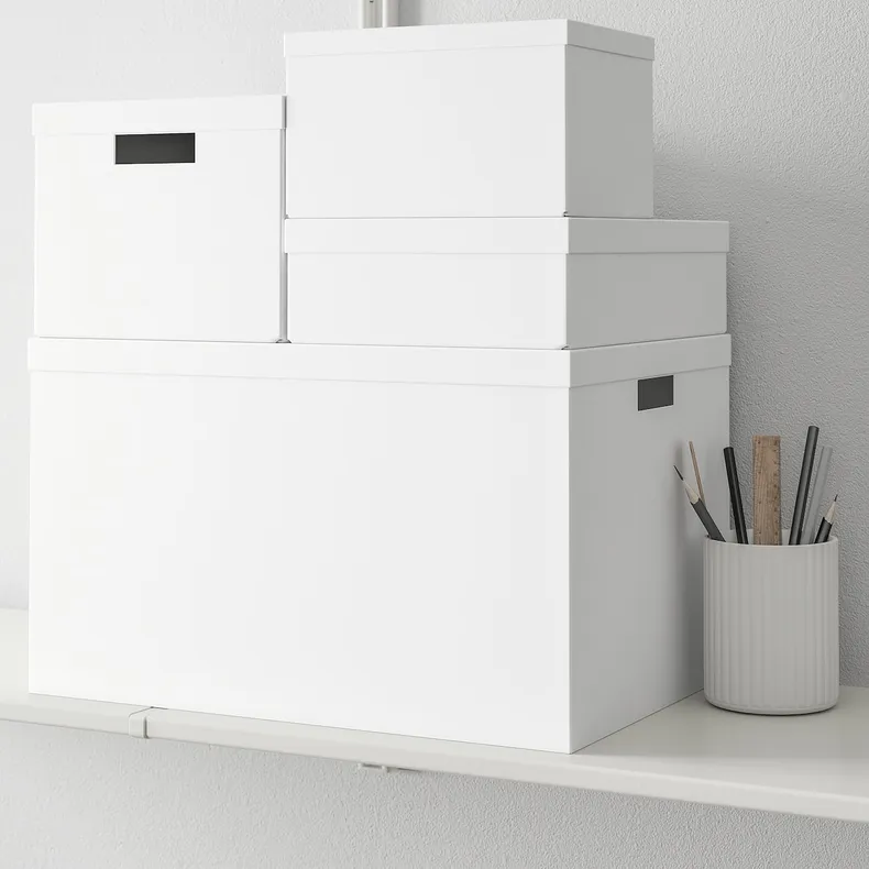 IKEA TJENA ТЙЕНА, коробка для зберігання з кришкою, білий, 25x35x10 см 903.954.22 фото №5