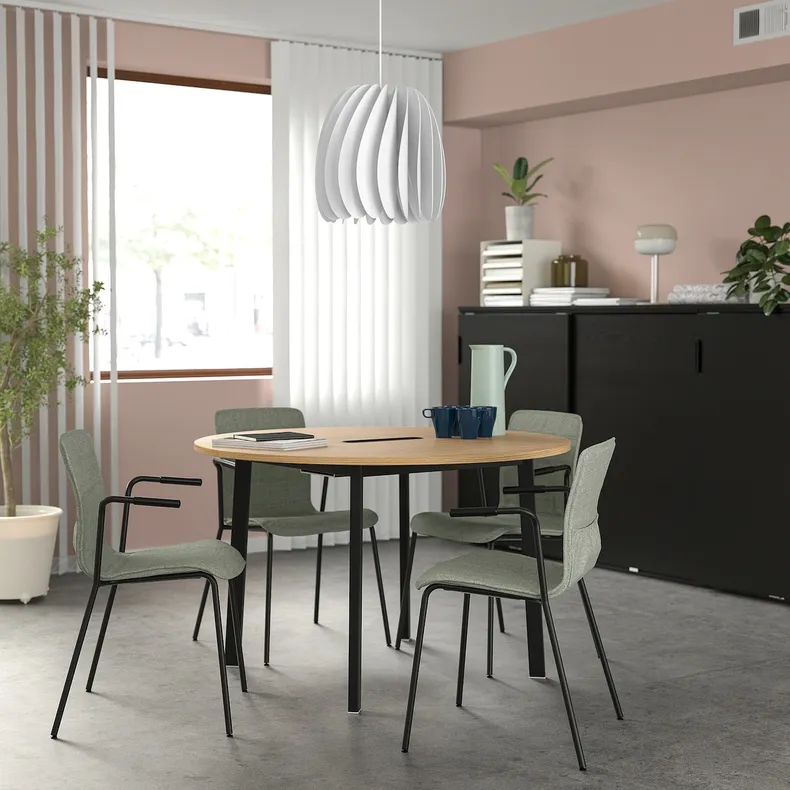 IKEA MITTZON МІТТЗОН, стіл для конференцій, круглий okl дуб / чорний, 120x75 см 095.304.58 фото №3