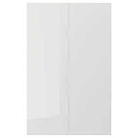 IKEA RINGHULT РІНГХУЛЬТ, 2 дверцят для кутової підлог шафи, глянцевий світло-сірий, 25x80 см 903.271.45 фото