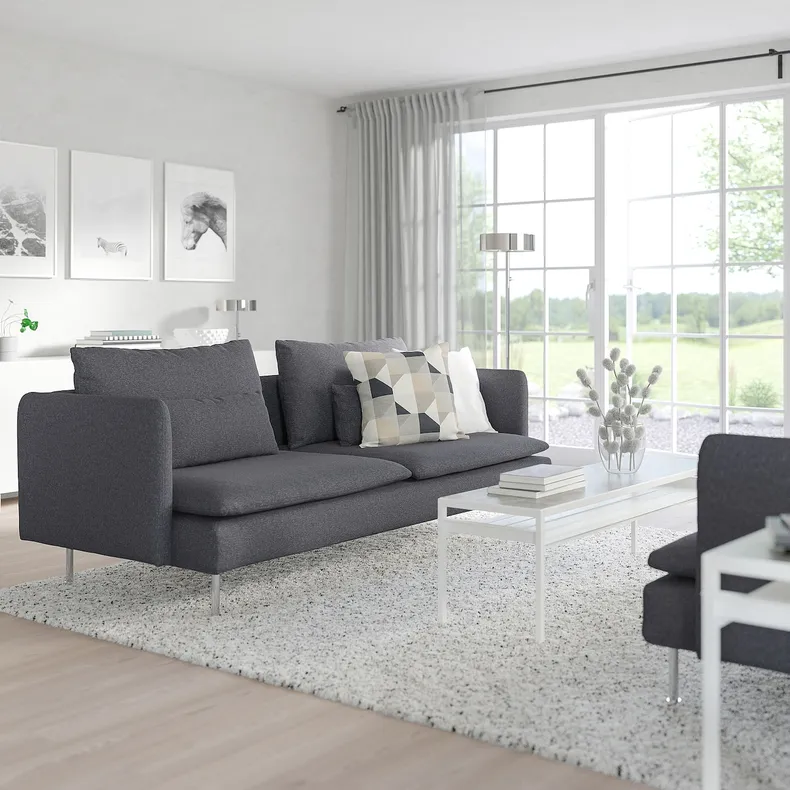 IKEA SÖDERHAMN СОДЕРХЭМН, 3-местный диван, Окрашенный в средне-серый цвет 695.280.99 фото №2