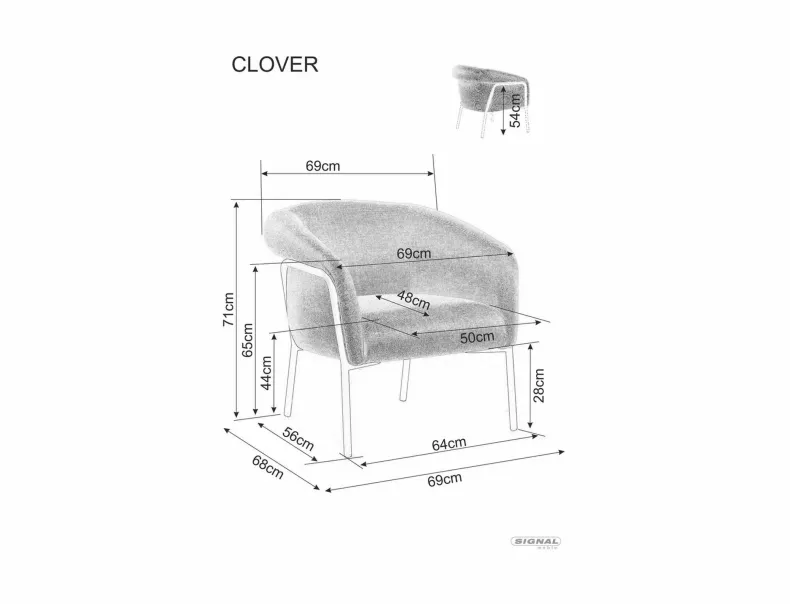 Крісло м'яке SIGNAL Clover Brego, тканина: каррі фото №6