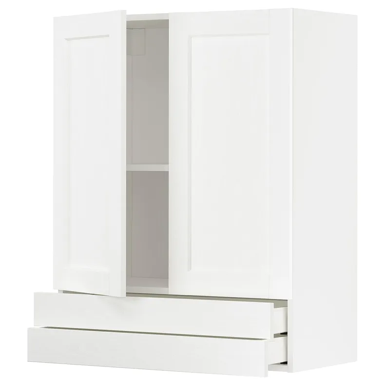 IKEA METOD МЕТОД / MAXIMERA МАКСИМЕРА, навесной шкаф / 2дверцы / 2ящика, белый Энкёпинг / белая имитация дерева, 80x100 см 794.735.05 фото №1