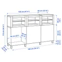 IKEA BESTÅ БЕСТО, комбинация для хранения с дверцами, белый Lappviken / светло-серый бежевый прозрачное стекло, 180x42x112 см 994.214.50 фото thumb №7