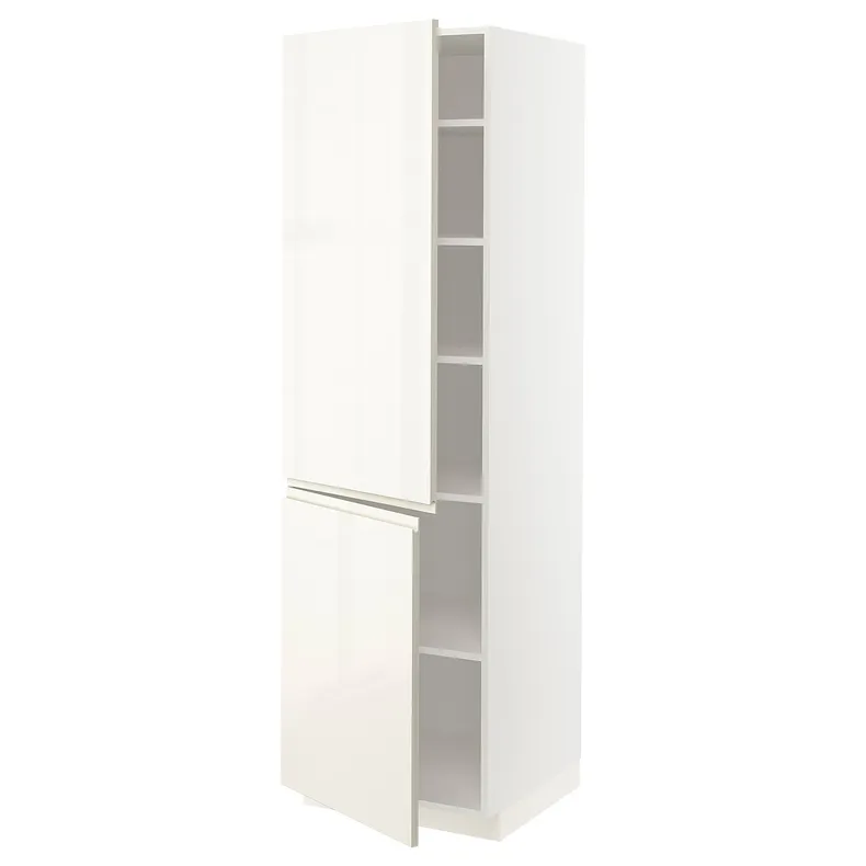 IKEA METOD МЕТОД, висока шафа із полицями / 2 дверцят, білий / Voxtorp високий глянець світло-бежевий, 60x60x200 см 294.625.47 фото №1