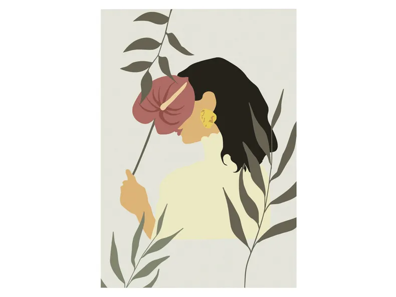 BRW Постер "Жінка з квіткою" 50x70 см 078984 фото №1