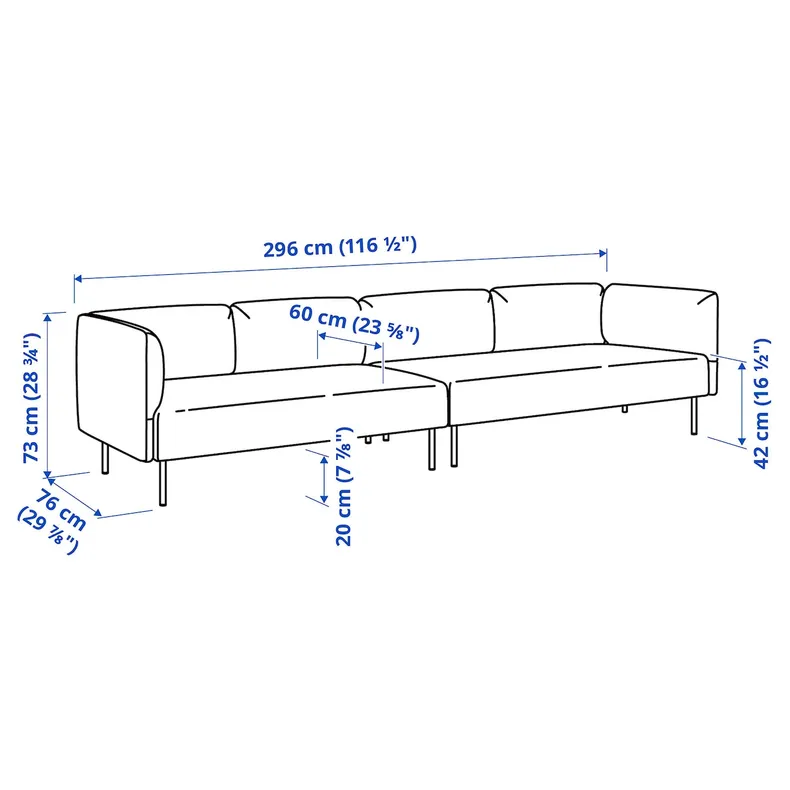 IKEA LILLEHEM, 4-местный модульный диван, Омедненный/коричнево-красный металл 195.360.25 фото №6