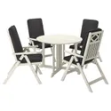 IKEA BONDHOLMEN БОНДХОЛЬМЕН, стіл+4 крісла з відкид спин/вуличн, білий/бежевий/ярпенський/дувхольменський антрацит 695.498.84 фото thumb №1