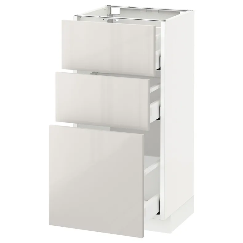 IKEA METOD МЕТОД / MAXIMERA МАКСИМЕРА, напольный шкаф с 3 ящиками, белый / светло-серый, 40x37 см 791.425.96 фото №1