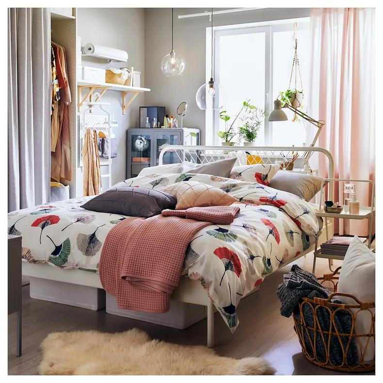 IKEA NESTTUN НЕСТТУН, каркас кровати, белый / Леирсунд, 160x200 см 291.580.66 фото №6