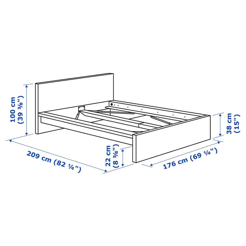 IKEA MALM МАЛЬМ, каркас кровати с матрасом, черный / коричневый / Валевог средней жесткости, 160x200 см 995.444.65 фото №14