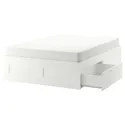 IKEA BRIMNES БРИМНЭС, каркас кровати с ящиками, белый / Лонсет, 160x200 см 490.187.39 фото thumb №1