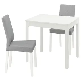 IKEA EKEDALEN ЕКЕДАЛЕН / KÄTTIL КЕТТІЛЬ, стіл+2 стільці, білий / КНІСА світло-сірий, 80 / 120 см 594.288.11 фото