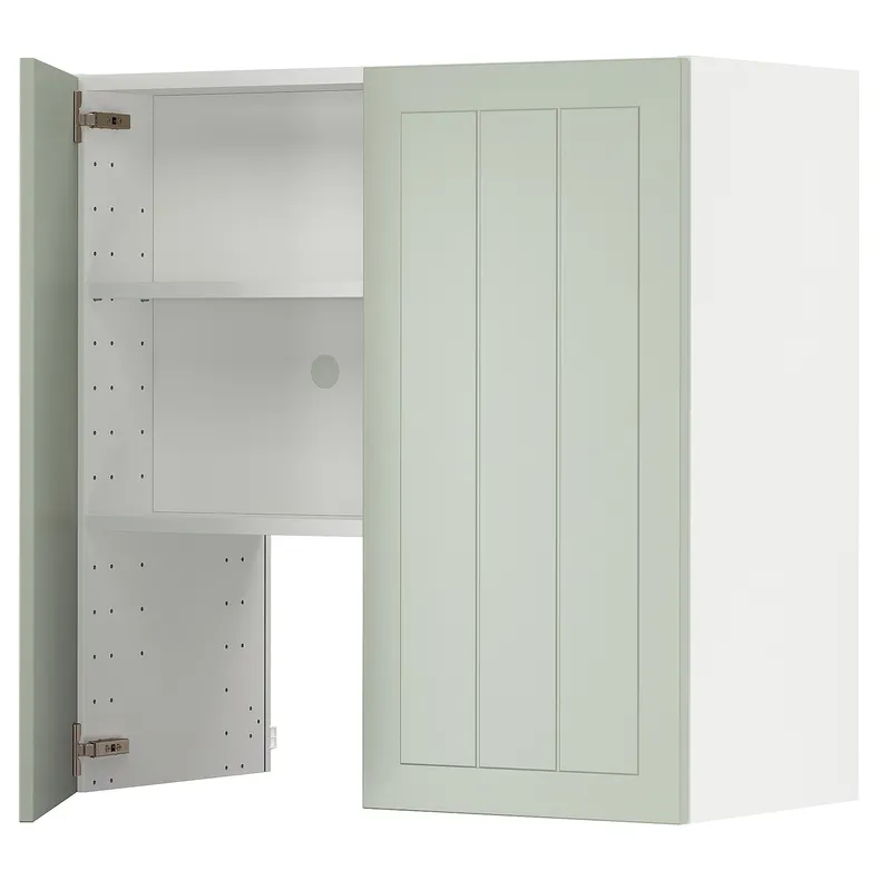 IKEA METOD МЕТОД, навесной шкаф д / вытяжки / полка / дверь, белый / светло-зеленый, 80x80 см 395.043.54 фото №1