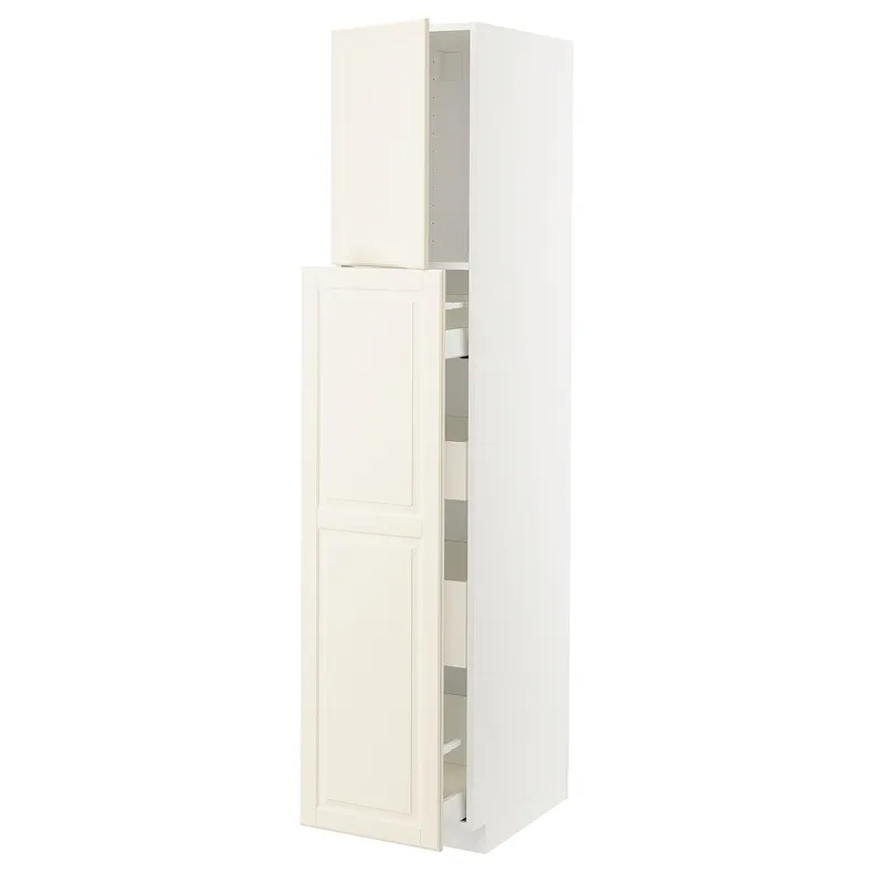 IKEA METOD МЕТОД / MAXIMERA МАКСІМЕРА, висока шафа / висувна секція / 1дв / 4шх, білий / БУДБІН кремово-білий, 40x60x200 см 894.641.19 фото №1