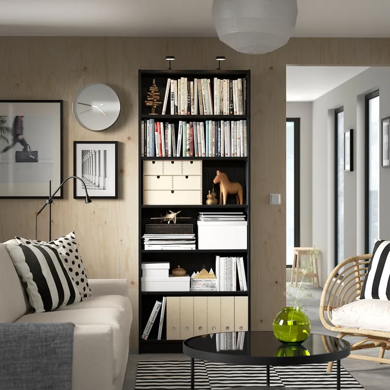 IKEA BILLY БІЛЛІ, книжкова шафа, чорний під дуб, 80x28x202 см 404.773.40 фото №2