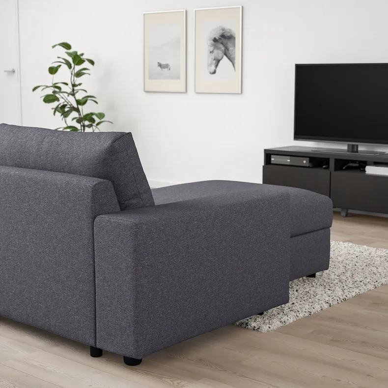 IKEA VIMLE ВІМЛЕ, 4-місний диван із кушеткою, з широкими підлокітниками / ГУННАРЕД класичний сірий 294.017.66 фото №3
