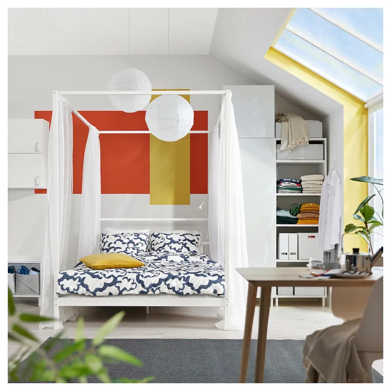 IKEA VITARNA ВІТАРНА, каркас ліжка із балдахіном, білий, 140x200 см 605.736.80 фото №3