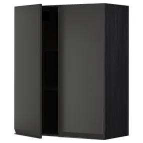 IKEA METOD МЕТОД, навесной шкаф с полками / 2дверцы, черный / матовый антрацит, 80x100 см 294.955.24 фото