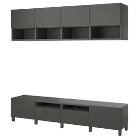 IKEA BESTÅ БЕСТО, шкаф для ТВ, комбинация, темно-серый/Лаппвикен/Стуббарп темно-серый, 240x42x230 см 995.079.91 фото